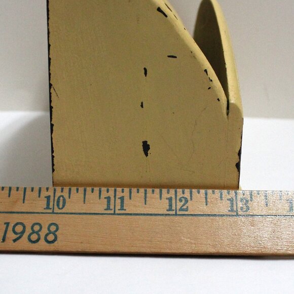 Yellow Shabby Chic 2 Slot Wooden Letter Card Holder With Flower Decoration - Picture 10 of 11
